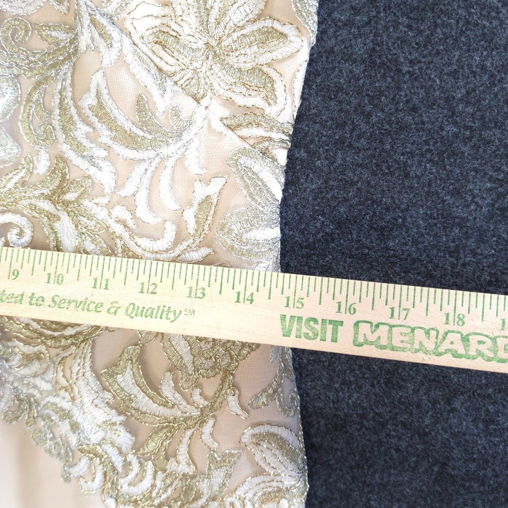 Tadashi Shoji Glam Lace Embroidered Cocktail Dress 6 Champagne Gold Silver Luxe - Picture 5 of 11